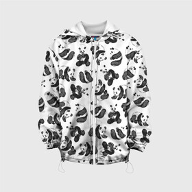 Детская куртка 3D с принтом Акварельные панды паттерн в Петрозаводске, 100% полиэстер | застежка — молния, подол и капюшон оформлены резинкой с фиксаторами, по бокам — два кармана без застежек, один потайной карман на груди, плотность верхнего слоя — 90 г/м2; плотность флисового подклада — 260 г/м2 | art | black white | cute | funny panda | panda | pandas | pattern | watercolor | акварель | акварельный рисунок | арт | детский рисунок | маленькие панды | медведи | медвежата | милые панды | мишки | панда | пандочка | пандочки | узор