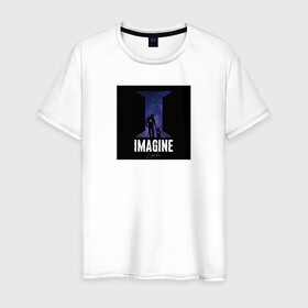Мужская футболка хлопок с принтом Imagine в Петрозаводске, 100% хлопок | прямой крой, круглый вырез горловины, длина до линии бедер, слегка спущенное плечо. | imagine | воображение | звезды | космос | темный