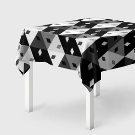 Скатерть 3D с принтом Абстрактные кубики в Петрозаводске, 100% полиэстер (ткань не мнется и не растягивается) | Размер: 150*150 см | абстракция | арт | белый | вектор | векторный рисунок | игровой кубик | игровые кубики | кубик | кубики | рисунок | треугольник | треугольники | чёрно белый | чёрный