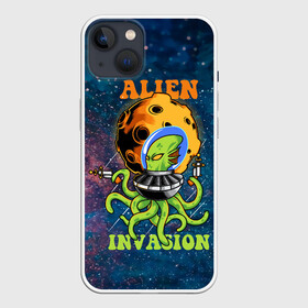 Чехол для iPhone 13 с принтом Alien Invasion в Петрозаводске,  |  | alien | galaxy | nasa | звезды | космос | наса | нло | планеты | пришелец