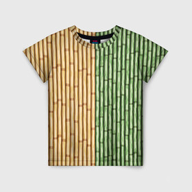 Детская футболка 3D с принтом Bamboo в Петрозаводске, 100% гипоаллергенный полиэфир | прямой крой, круглый вырез горловины, длина до линии бедер, чуть спущенное плечо, ткань немного тянется | bamboo | dual | trees | wood | yellow green
