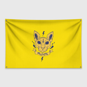 Флаг-баннер с принтом hellokitty в Петрозаводске, 100% полиэстер | размер 67 х 109 см, плотность ткани — 95 г/м2; по краям флага есть четыре люверса для крепления | китти kitty кошка hellokitty мимими хэллоукитти
