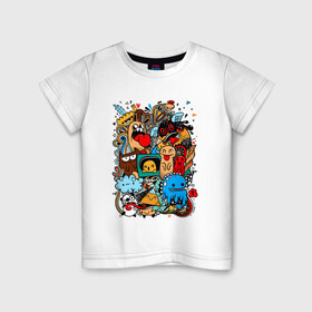 Детская футболка хлопок с принтом Doodle Monster | Дудл (Z) в Петрозаводске, 100% хлопок | круглый вырез горловины, полуприлегающий силуэт, длина до линии бедер | doodle | doodle monster | графи | граффити | дудл | дудлинг | дудлы монстрики | мульт | мультяшная | разноцветные монстрики