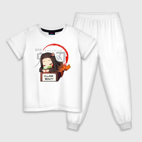 Детская пижама хлопок с принтом Незуко Камадо Kimetsu no Yaiba в Петрозаводске, 100% хлопок |  брюки и футболка прямого кроя, без карманов, на брюках мягкая резинка на поясе и по низу штанин
 | demon slayer | kamado | kimetsu no yaiba | nezuko | tanjiro | аниме | гию томиока | зеницу агацума | иноске хашибира | камадо | клинок | корзинная девочка | манга | музан кибуцуджи | незуко | рассекающий демонов | танджиро