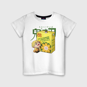 Детская футболка хлопок с принтом Зеницу Агацума Kimetsu no Yaib в Петрозаводске, 100% хлопок | круглый вырез горловины, полуприлегающий силуэт, длина до линии бедер | demon slayer | kamado | kimetsu no yaiba | nezuko | tanjiro | аниме | гию томиока | зеницу агацума | иноске хашибира | камадо | клинок | корзинная девочка | манга | музан кибуцуджи | незуко | рассекающий демонов | танджиро