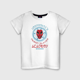 Детская футболка хлопок с принтом Demon Slayer ACADEMY в Петрозаводске, 100% хлопок | круглый вырез горловины, полуприлегающий силуэт, длина до линии бедер | demon slayer | kamado | kimetsu no yaiba | nezuko | tanjiro | аниме | гию томиока | зеницу агацума | иноске хашибира | камадо | клинок | корзинная девочка | манга | музан кибуцуджи | незуко | рассекающий демонов | танджиро