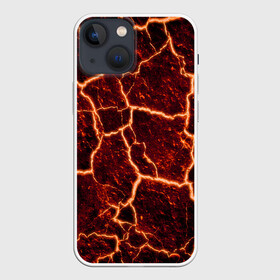 Чехол для iPhone 13 mini с принтом Лава в Петрозаводске,  |  | лава | огонь | пламя | разлом | текстура | трещины