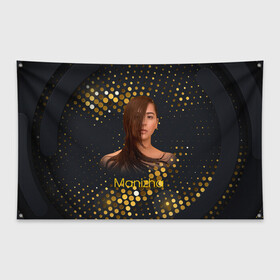 Флаг-баннер с принтом Manizha Gold Black в Петрозаводске, 100% полиэстер | размер 67 х 109 см, плотность ткани — 95 г/м2; по краям флага есть четыре люверса для крепления | manizha | далеровна | душанбе | евровидение | евровидение 2021 | манижа | певица | таджикистан | хамраева