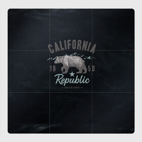 Магнитный плакат 3Х3 с принтом California republic в Петрозаводске, Полимерный материал с магнитным слоем | 9 деталей размером 9*9 см | bear | california | republic | state | калифорния | медведь | республика