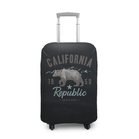 Чехол для чемодана 3D с принтом California republic в Петрозаводске, 86% полиэфир, 14% спандекс | двустороннее нанесение принта, прорези для ручек и колес | bear | california | republic | state | калифорния | медведь | республика