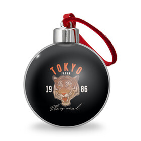 Ёлочный шар с принтом Tokyo Tiger Japan в Петрозаводске, Пластик | Диаметр: 77 мм | Тематика изображения на принте: japan | tokyo | большая кошка | полосатый | тигр | тигрица | токио | хищник