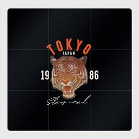 Магнитный плакат 3Х3 с принтом Tokyo Tiger Japan в Петрозаводске, Полимерный материал с магнитным слоем | 9 деталей размером 9*9 см | Тематика изображения на принте: japan | tokyo | большая кошка | полосатый | тигр | тигрица | токио | хищник