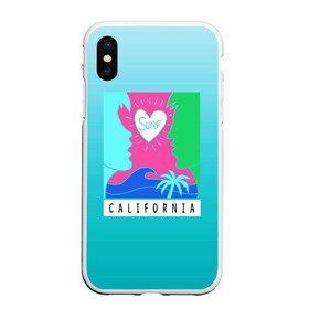 Чехол для iPhone XS Max матовый с принтом CALIFORNIA SURF в Петрозаводске, Силикон | Область печати: задняя сторона чехла, без боковых панелей | california | love | surf | влюбленные | закат | калифорния | любовь | море | пальма