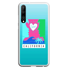 Чехол для Honor P30 с принтом CALIFORNIA SURF в Петрозаводске, Силикон | Область печати: задняя сторона чехла, без боковых панелей | california | love | surf | влюбленные | закат | калифорния | любовь | море | пальма