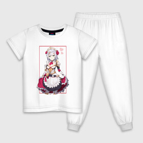 Детская пижама хлопок с принтом Рыцарь-горничная в Петрозаводске, 100% хлопок |  брюки и футболка прямого кроя, без карманов, на брюках мягкая резинка на поясе и по низу штанин
 | Тематика изображения на принте: арт | боевая девушка | горничная | милая девочка | милая девушка | ноэлль | рисунок | рыцарь