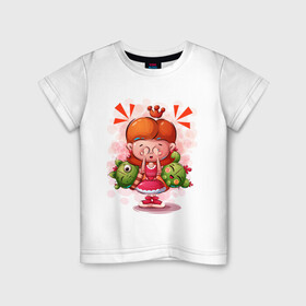 Детская футболка хлопок с принтом Принцесса милашка с кактусами в Петрозаводске, 100% хлопок | круглый вырез горловины, полуприлегающий силуэт, длина до линии бедер | девочка | кактус | малышка | милашка | мультяшка