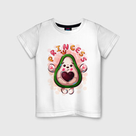 Детская футболка хлопок с принтом Принцесса Авокадо милашка в Петрозаводске, 100% хлопок | круглый вырез горловины, полуприлегающий силуэт, длина до линии бедер | авокадо | малышка | милашка | мультяшка | надпись | сердце