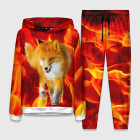 Женский костюм 3D (с толстовкой) с принтом Fire Fox в Петрозаводске,  |  | animal | fire | fox | texture | битва огней | животные | лис | лиса | огонь | пламя | стихия | текстура