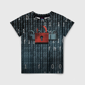 Детская футболка 3D с принтом Цифровой Код в Петрозаводске, 100% гипоаллергенный полиэфир | прямой крой, круглый вырез горловины, длина до линии бедер, чуть спущенное плечо, ткань немного тянется | anonim | code | it | technology | аноним | замки | код | технологии | цифры