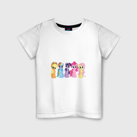 Детская футболка хлопок с принтом Моя Маленькая пони в Петрозаводске, 100% хлопок | круглый вырез горловины, полуприлегающий силуэт, длина до линии бедер | Тематика изображения на принте: applejack | friendship | mylittlepony | rainbow dash | twilight sparkle | waifu | вайфу | дружба это магия | друзья | кони | моя маленькая пони | мультфильм | пони | радуга | ренбоу деш | эплджек