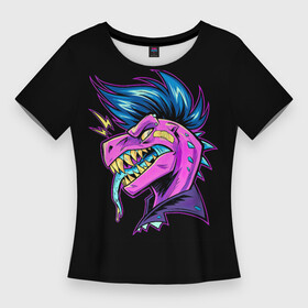 Женская футболка 3D Slim с принтом Ящер Пресли в Петрозаводске,  |  | змея | игуана | кислотное | музыка | панк | пресли | элвис | элвиспресли | ящер | ящерица
