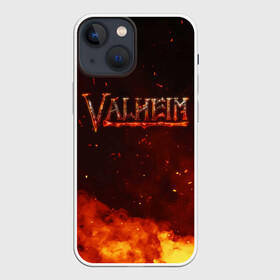 Чехол для iPhone 13 mini с принтом Valheim огненный лого в Петрозаводске,  |  | fantasy | mmo | valheim | valve | валхейм | вальхейм | викинги | выживалка | игра | королевская битва | ммо | ролевая игра | фэнтази