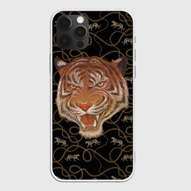 Чехол для iPhone 12 Pro с принтом Морда тигра в Петрозаводске, силикон | область печати: задняя сторона чехла, без боковых панелей | большая кошка | полосатый | тигр | тигрица | хищник
