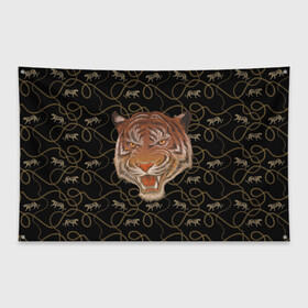 Флаг-баннер с принтом Морда тигра в Петрозаводске, 100% полиэстер | размер 67 х 109 см, плотность ткани — 95 г/м2; по краям флага есть четыре люверса для крепления | большая кошка | полосатый | тигр | тигрица | хищник