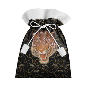 Подарочный 3D мешок с принтом Морда тигра в Петрозаводске, 100% полиэстер | Размер: 29*39 см | Тематика изображения на принте: большая кошка | полосатый | тигр | тигрица | хищник