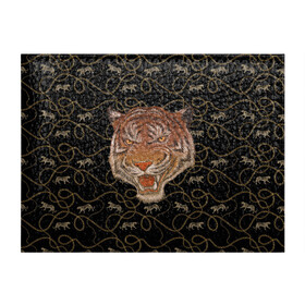 Обложка для студенческого билета с принтом Морда тигра в Петрозаводске, натуральная кожа | Размер: 11*8 см; Печать на всей внешней стороне | большая кошка | полосатый | тигр | тигрица | хищник