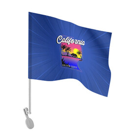 Флаг для автомобиля с принтом California golden coast в Петрозаводске, 100% полиэстер | Размер: 30*21 см | california | golden coast | гризли | закат | калифорния | медведь | пальмы | природа