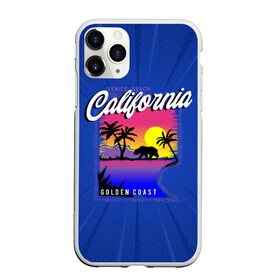 Чехол для iPhone 11 Pro Max матовый с принтом California golden coast в Петрозаводске, Силикон |  | california | golden coast | гризли | закат | калифорния | медведь | пальмы | природа