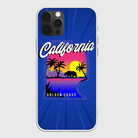 Чехол для iPhone 12 Pro с принтом California golden coast в Петрозаводске, силикон | область печати: задняя сторона чехла, без боковых панелей | california | golden coast | гризли | закат | калифорния | медведь | пальмы | природа