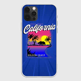 Чехол для iPhone 12 Pro Max с принтом California golden coast в Петрозаводске, Силикон |  | california | golden coast | гризли | закат | калифорния | медведь | пальмы | природа