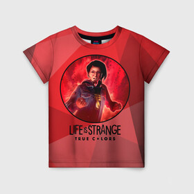 Детская футболка 3D с принтом LIFE is STRANGETrue Colors в Петрозаводске, 100% гипоаллергенный полиэфир | прямой крой, круглый вырез горловины, длина до линии бедер, чуть спущенное плечо, ткань немного тянется | alex | colors | life | strange | true | алекс | жизнь | колорс | лайф | странная | цвета | штука