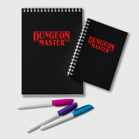 Блокнот с принтом Stranger Dungeon Master в Петрозаводске, 100% бумага | 48 листов, плотность листов — 60 г/м2, плотность картонной обложки — 250 г/м2. Листы скреплены удобной пружинной спиралью. Цвет линий — светло-серый
 | aniki | billy | boss | boy | bucks | dark | deep | door | dungeon | fantasy | gachi | gachimuchi | gym | hundred | master | muchi | next | stranger | the | things | three | van | wee | билли | ван | гачи | гачимучи | дела | мучи |