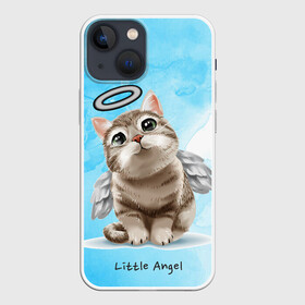 Чехол для iPhone 13 mini с принтом Little Angel в Петрозаводске,  |  | ангел | арт | графика | животные | звери | кот | нимб