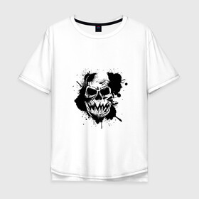 Мужская футболка хлопок Oversize с принтом Skull  в Петрозаводске, 100% хлопок | свободный крой, круглый ворот, “спинка” длиннее передней части | bone | bones | creepy | dead | death | halloween | horror | scary | skull | skulls | splash | the curse | голова | кости | ужасы | хоррор | череп