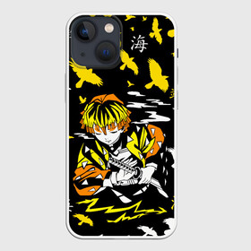 Чехол для iPhone 13 mini с принтом ЗЕНИЦУ АГАЦУМА в Петрозаводске,  |  | anime | demon slayer | kimetsu no yaiba. | zenitsu agatsuma | аниме | зеницу агацума | клинок рассекающий демонов | манга | мультик | мультфильм | поезд бесконечный | сериал