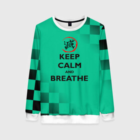 Женский свитшот 3D с принтом KEEP CALM and BREATHE в Петрозаводске, 100% полиэстер с мягким внутренним слоем | круглый вырез горловины, мягкая резинка на манжетах и поясе, свободная посадка по фигуре | demon slayer | kamado | kimetsu no yaiba | nezuko | tanjiro | аниме | гию томиока | зеницу агацума | иноске хашибира | камадо | клинок | корзинная девочка | манга | музан кибуцуджи | незуко | рассекающий демонов | танджиро