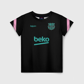 Детская футболка 3D с принтом FC Barcelona | Training shirt (2021/22) в Петрозаводске, 100% гипоаллергенный полиэфир | прямой крой, круглый вырез горловины, длина до линии бедер, чуть спущенное плечо, ткань немного тянется | Тематика изображения на принте: 0x000000123 | barca | barcelona | elclasico | la liga | messi | pre match | барса | барселона | классико | месси