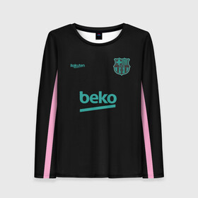 Женский лонгслив 3D с принтом FC Barcelona | Training shirt (2021/22) в Петрозаводске, 100% полиэстер | длинные рукава, круглый вырез горловины, полуприлегающий силуэт | 0x000000123 | barca | barcelona | elclasico | la liga | messi | pre match | барса | барселона | классико | месси