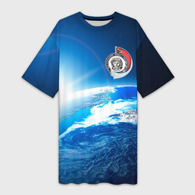 Платье-футболка 3D с принтом Юрий Гагарин Планета Земля в Петрозаводске,  |  | Тематика изображения на принте: gagarin | гагарин | день космонавтики | космонавтика | космос | с гагариным | хорошего качества | юрий