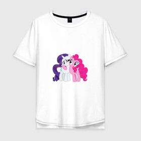 Мужская футболка хлопок Oversize с принтом My Little Pony Pinkie Pie And  в Петрозаводске, 100% хлопок | свободный крой, круглый ворот, “спинка” длиннее передней части | applejack | friendship | mylittlepony | rainbow dash | twilight sparkle | waifu | вайфу | дружба это магия | друзья | кони | моя маленькая пони | мультфильм | пони | радуга | ренбоу деш | эплджек