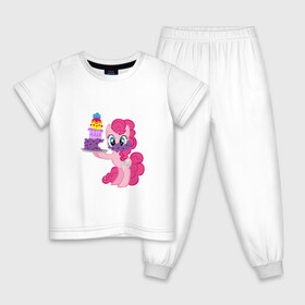 Детская пижама хлопок с принтом My Little Pony Pinkie Pie в Петрозаводске, 100% хлопок |  брюки и футболка прямого кроя, без карманов, на брюках мягкая резинка на поясе и по низу штанин
 | Тематика изображения на принте: applejack | friendship | mylittlepony | rainbow dash | twilight sparkle | waifu | вайфу | дружба это магия | друзья | кони | моя маленькая пони | мультфильм | пони | радуга | ренбоу деш | эплджек
