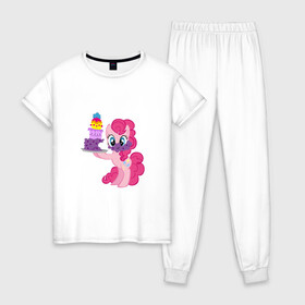 Женская пижама хлопок с принтом My Little Pony Pinkie Pie в Петрозаводске, 100% хлопок | брюки и футболка прямого кроя, без карманов, на брюках мягкая резинка на поясе и по низу штанин | applejack | friendship | mylittlepony | rainbow dash | twilight sparkle | waifu | вайфу | дружба это магия | друзья | кони | моя маленькая пони | мультфильм | пони | радуга | ренбоу деш | эплджек
