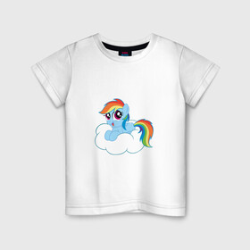 Детская футболка хлопок с принтом My Little Pony Rainbow Dash в Петрозаводске, 100% хлопок | круглый вырез горловины, полуприлегающий силуэт, длина до линии бедер | applejack | friendship | mylittlepony | rainbow dash | twilight sparkle | waifu | вайфу | дружба это магия | друзья | кони | моя маленькая пони | мультфильм | пони | радуга | ренбоу деш | эплджек