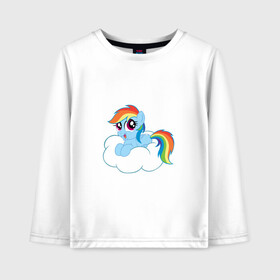 Детский лонгслив хлопок с принтом My Little Pony Rainbow Dash в Петрозаводске, 100% хлопок | круглый вырез горловины, полуприлегающий силуэт, длина до линии бедер | applejack | friendship | mylittlepony | rainbow dash | twilight sparkle | waifu | вайфу | дружба это магия | друзья | кони | моя маленькая пони | мультфильм | пони | радуга | ренбоу деш | эплджек