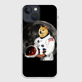 Чехол для iPhone 13 mini с принтом Доги Космонавт в Петрозаводске,  |  | doge | earth | mars | meme | moon | nasa | space | star | usa | америка | гагарин | доги | животные | звезда | земля | корги | космонавт | космос | луна | марс | мем | наса | планета | прикол | собака | сша | флаг
