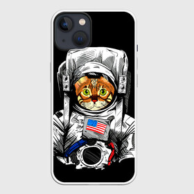 Чехол для iPhone 13 с принтом Кот Космонавт (США) в Петрозаводске,  |  | cat | earth | mars | moon | nasa | space | star | животные | звезда | земля | космонавт | космос | кот | кошка | луна | марс | наса | планета | прикол